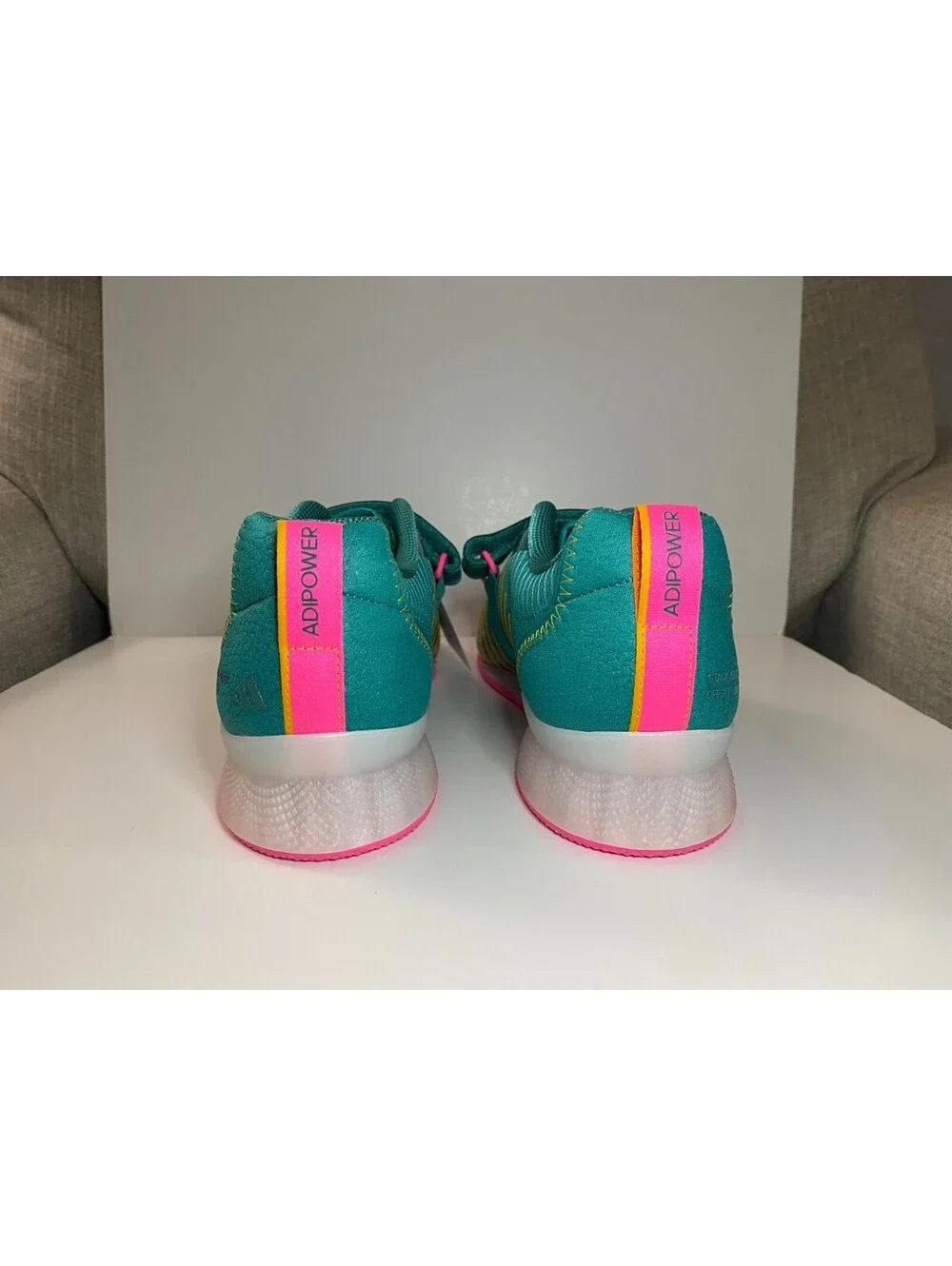 Adidas Adipower Weightlifting 3 Mens Sneaker 10 Teal White Pink Training Shoes